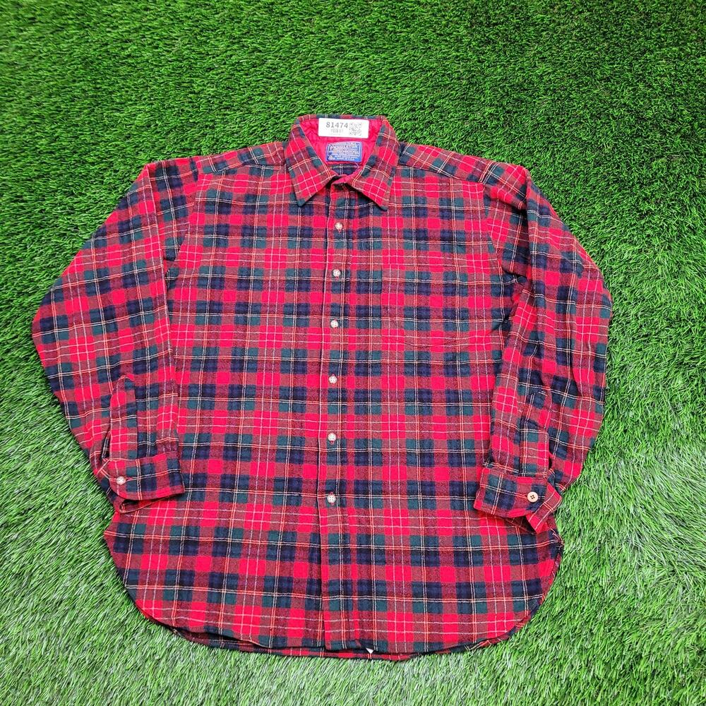 Vintage Pendleton Flannel Plaid Button Shirt Larg… - image 1